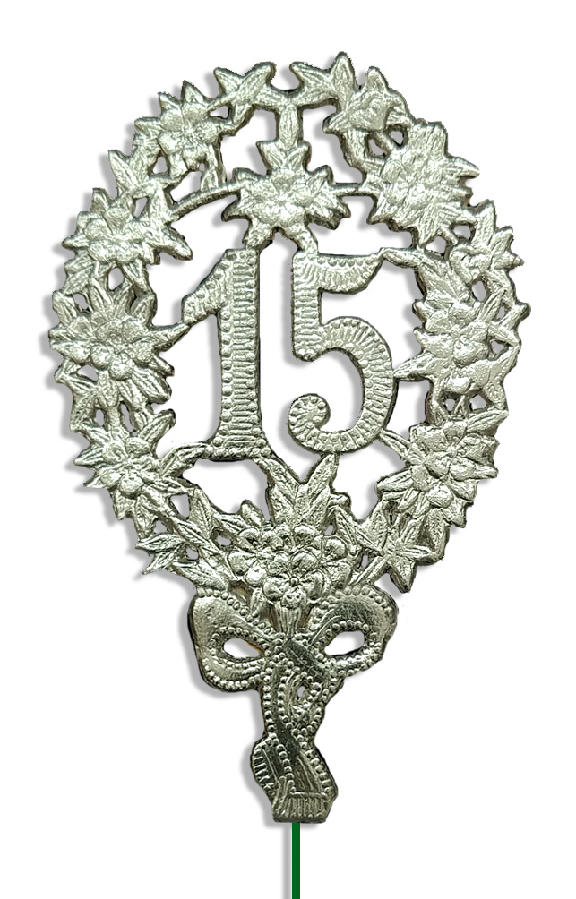 Jubiläumszahl 8 x 12 cm, mit Draht ( 10 Stück ) "15"