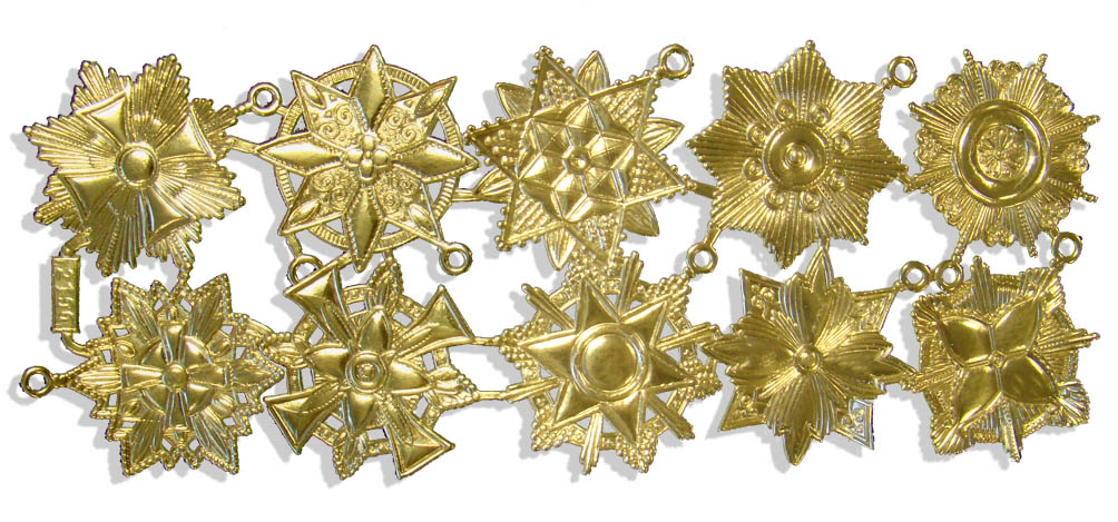 07219001 Ornaments Medals Set Of 10 pcs. made from Dresden foil paper