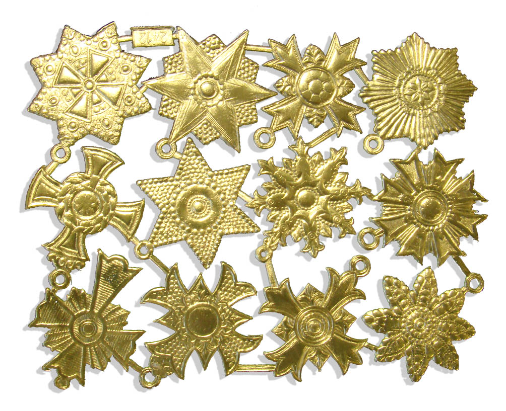 07241201 Ornaments Medals Set Of 12 pcs. made from Dresden foil paper