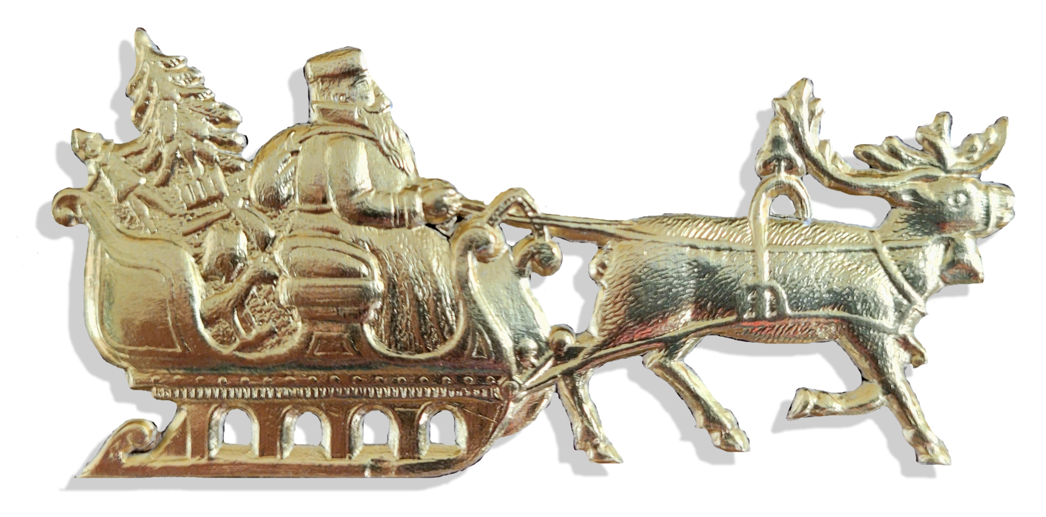 06873001-einzeln Santa on sled Set Of 12 pcs. made from Dresden foil paper