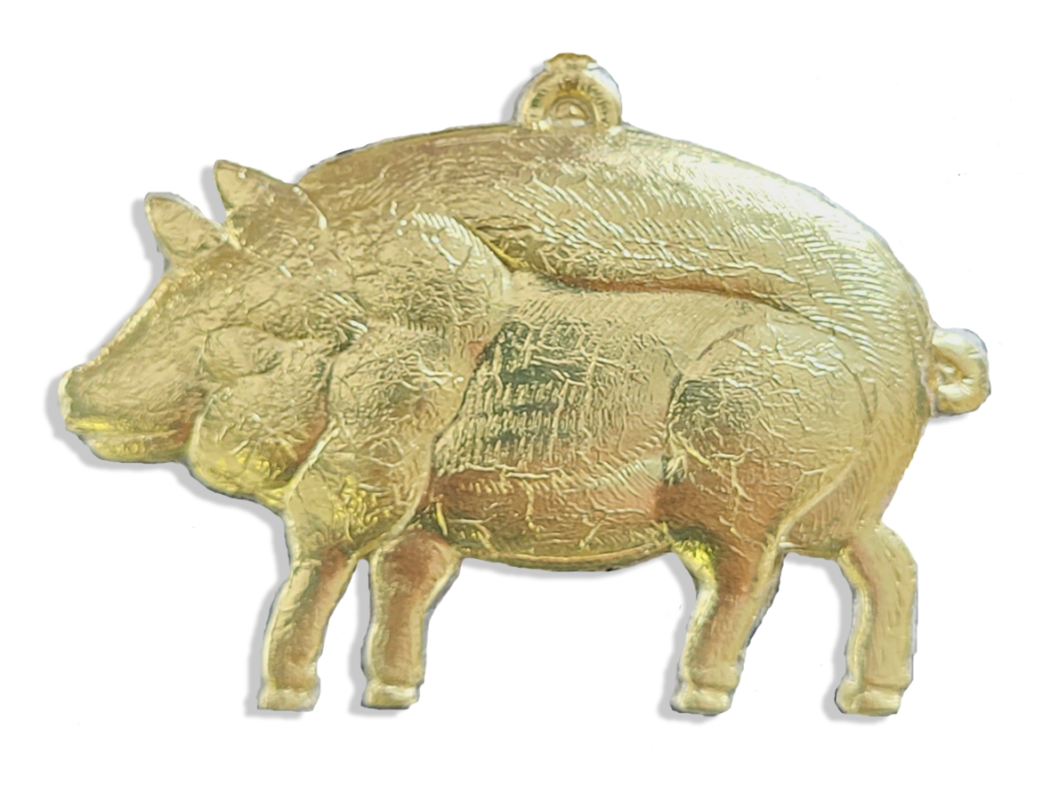 0ss6125301_Schwein-klein Pig small size Set Of 2 pcs. made from Dresden foil paper