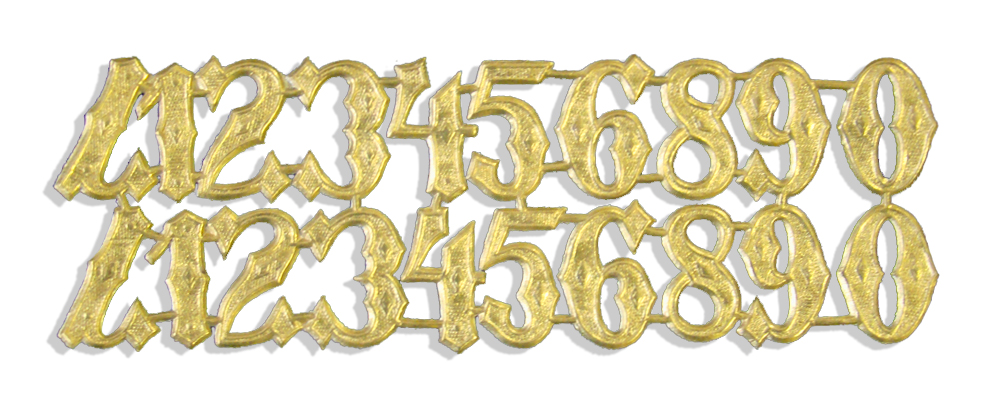 Number Assortement Set of 20 pcs. made from Dresden foil paper