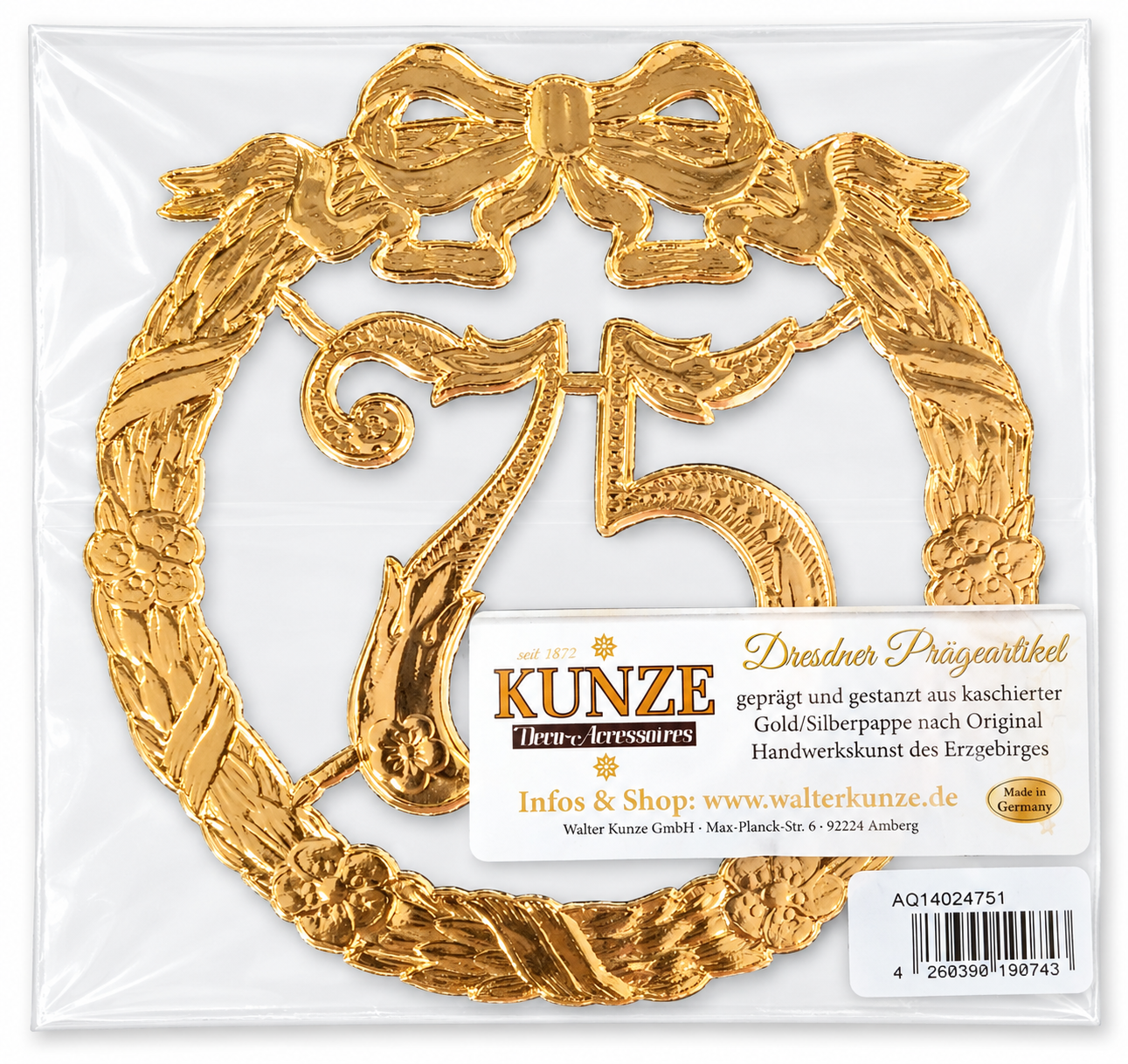 Jubiläumszahl 13 cm "75"