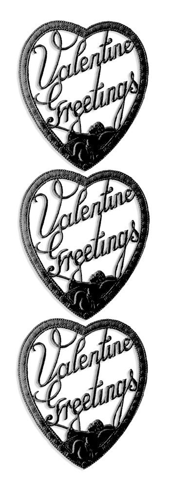 Valentine Greetings Set of 3 pcs. made from Dresden foil paper