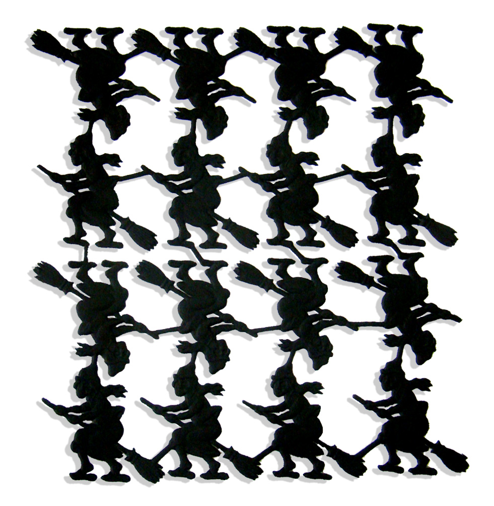 Halloween Hexe 32er Set aus Dresdner Pappe