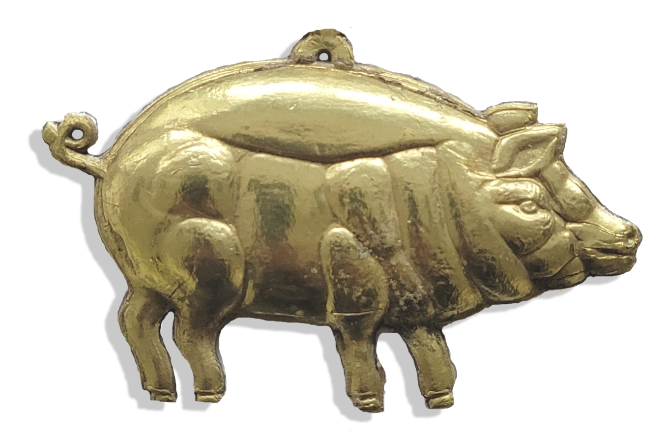 06466201-Schwein-mittel_einzel Pig middle size Set Of 2 pcs. made from Dresden foil paper