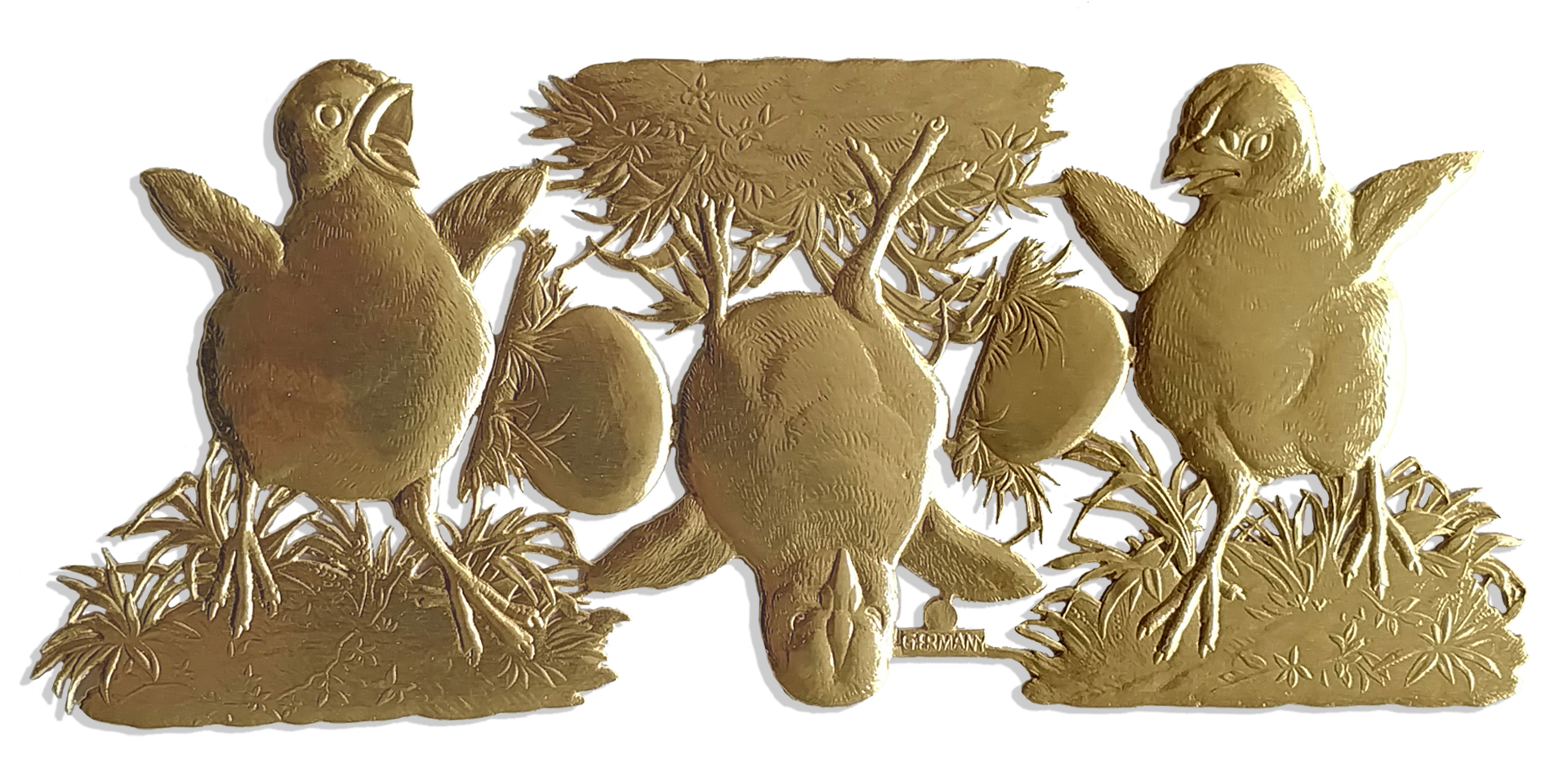 06853901 Easter Chick And Egg Set of 5 pcs. made from Dresden foil paper