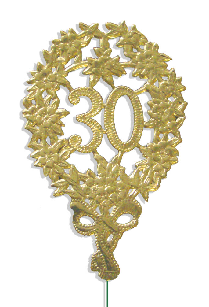 Jubiläumszahl 8 x 12 cm, mit Draht ( 10 Stück ) "30"