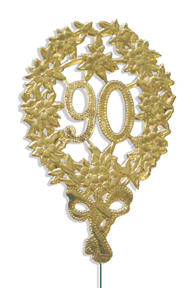 Jubiläumszahl 8 x 12 cm, mit Draht ( 10 Stück ) "90"