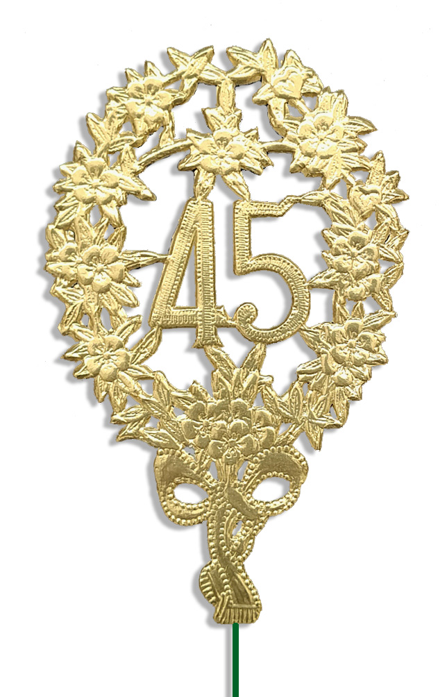 Jubiläumszahl 8 x 12 cm, mit Draht ( 10 Stück ) "45"
