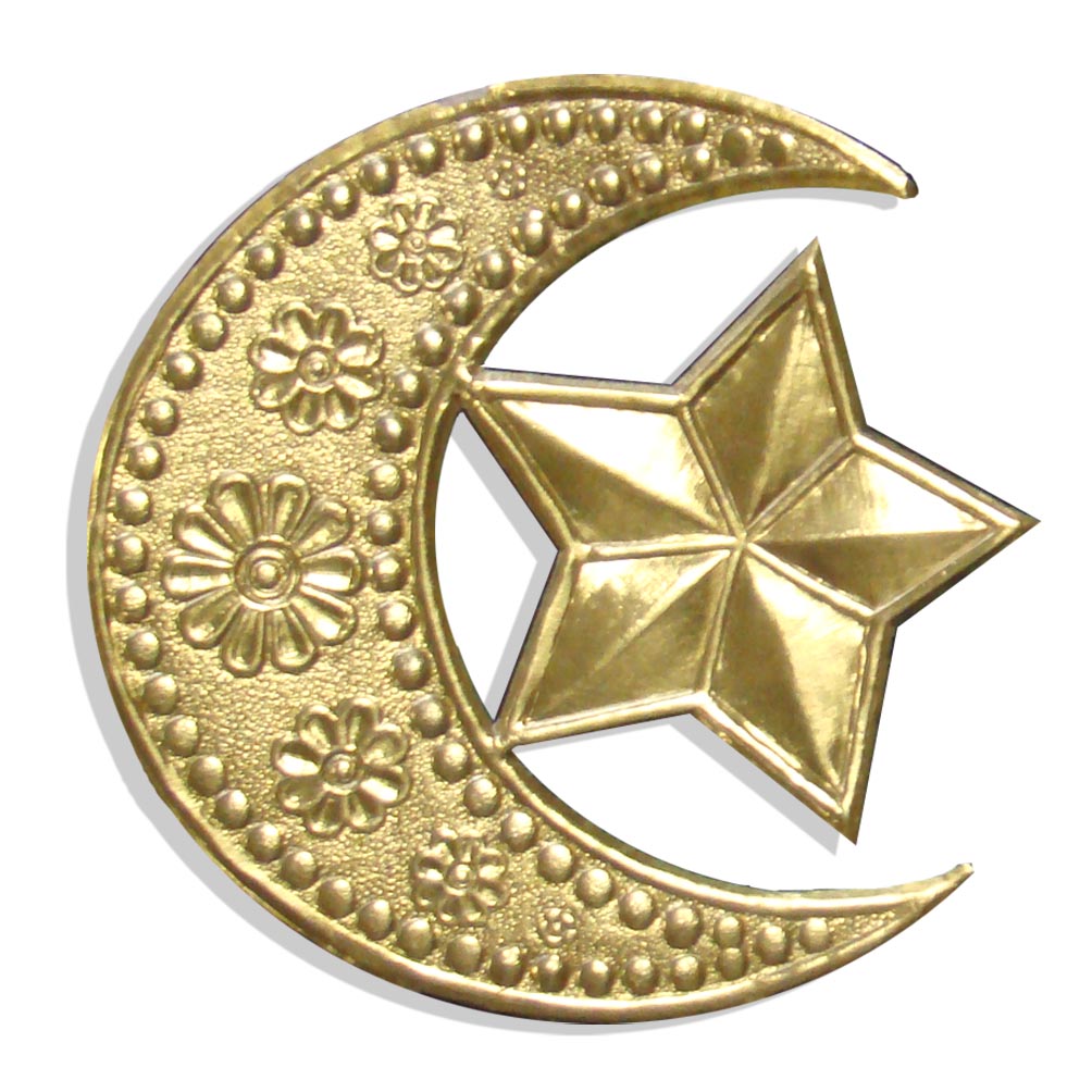 07500701 Half-moon with star set of 2 pcs. made from Dresden foil paper