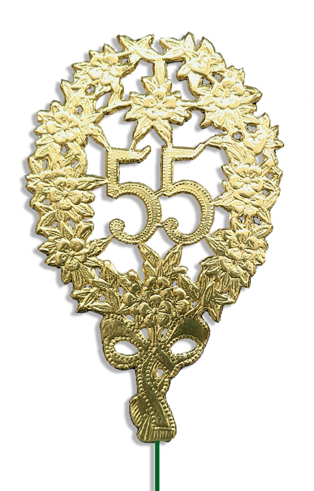 Jubiläumszahl 8 x 12 cm, mit Draht ( 10 Stück ) "55"