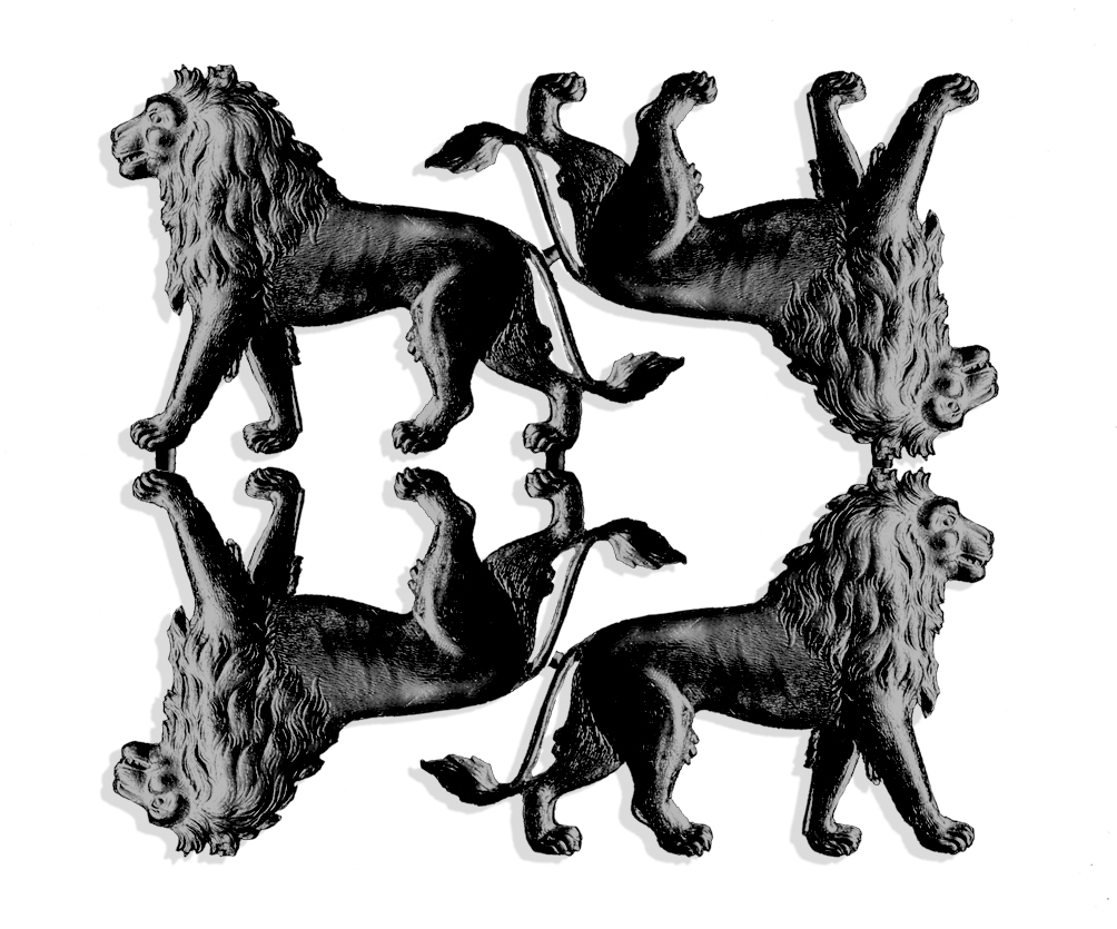 Lion Set Of 4 pcs. made from Dresden foil paper