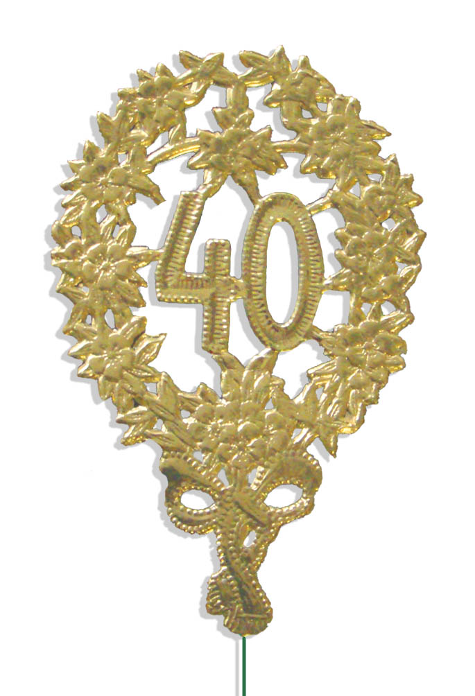 Jubiläumszahl 8 x 12 cm, mit Draht ( 10 Stück ) "40"