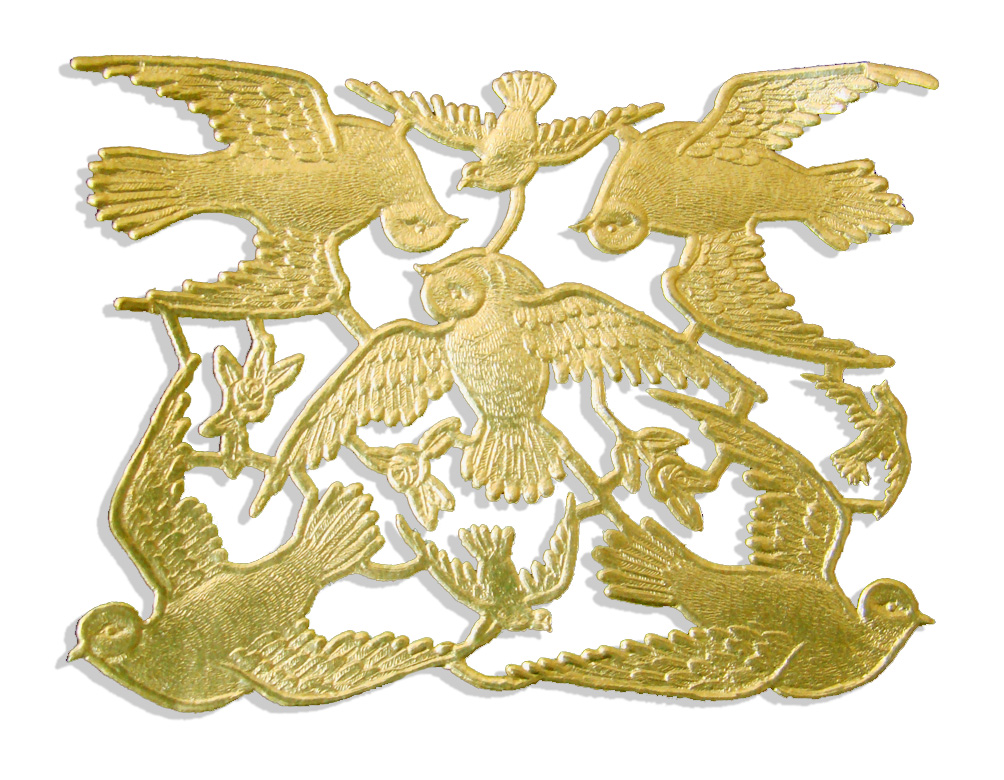 068534011 Doves Set Of 8 pcs. made from Dresden foil paper