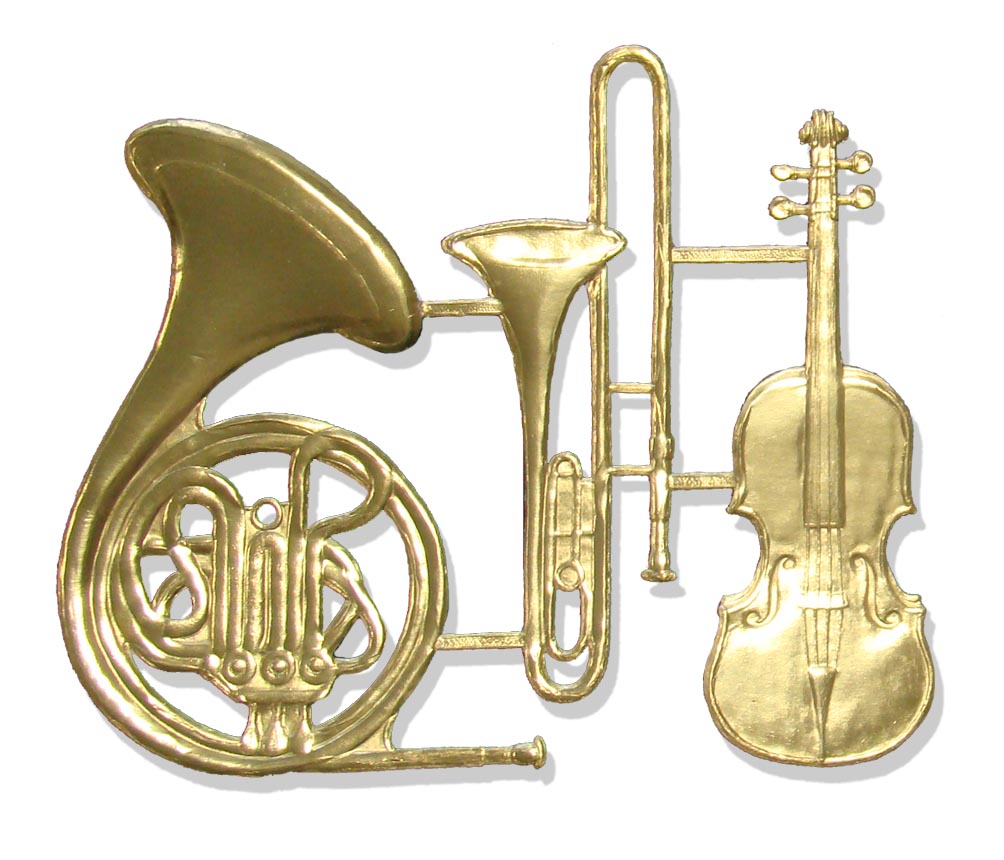 07501901 Music Instruments Set Of 3 pcs. made from Dresden foil paper
