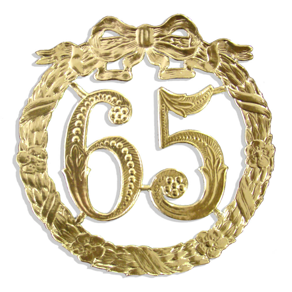 Jubiläumszahl 13 cm "65 gold"