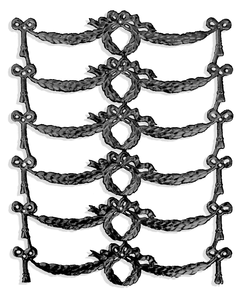 Ornamente 6er Set aus Dresdner Pappe